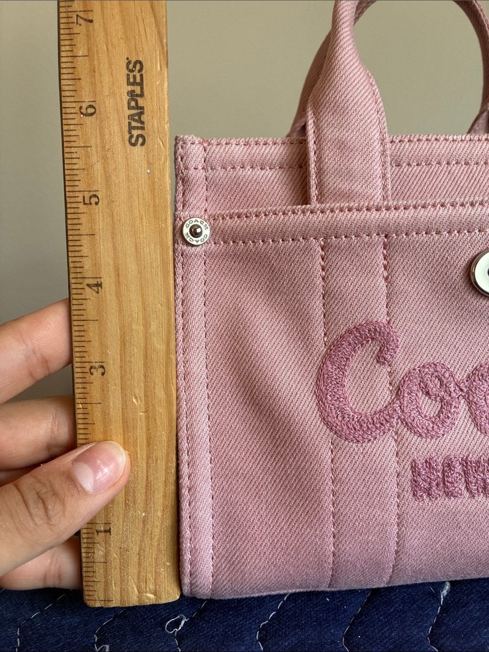 Coach Pink Demin Cargo Mini Tote Bag - Picture 10 of 11